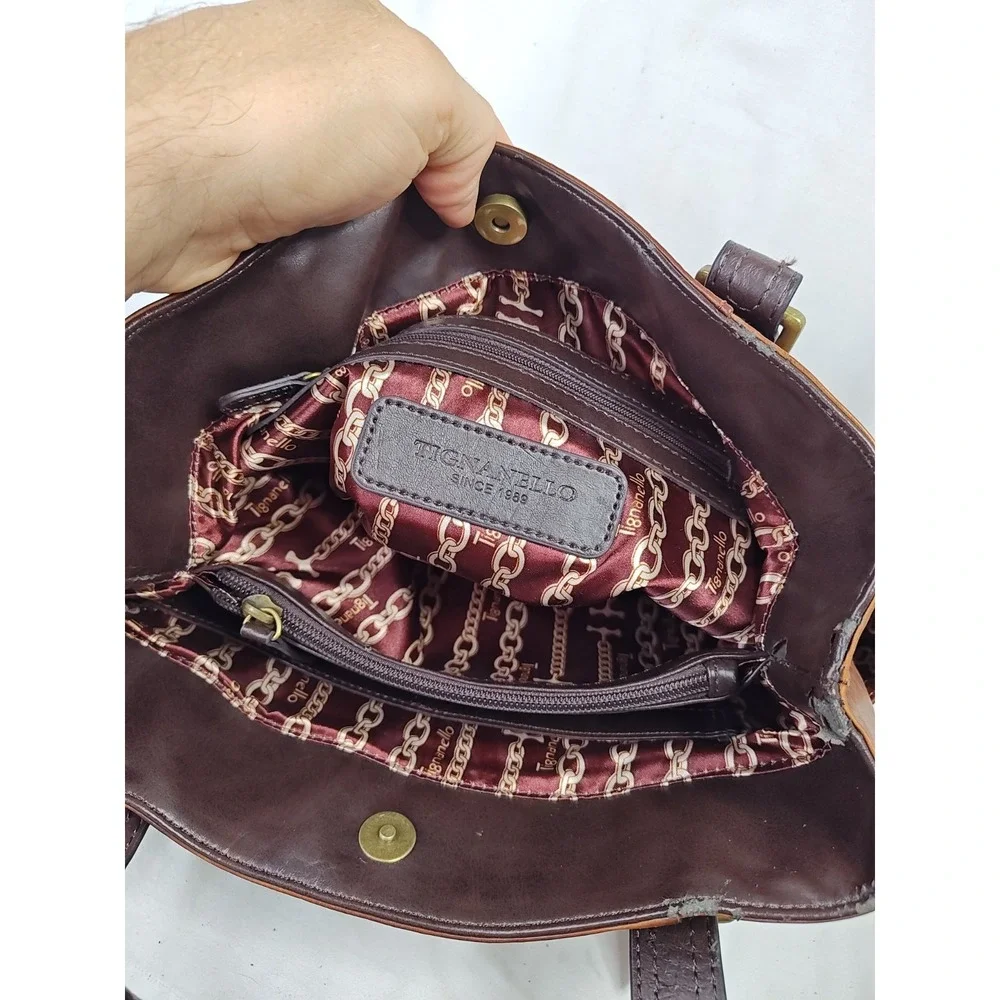 Tignanello Vintage Classic Leather Shopper Tote Bag Womens Rust Brown NWT T69630